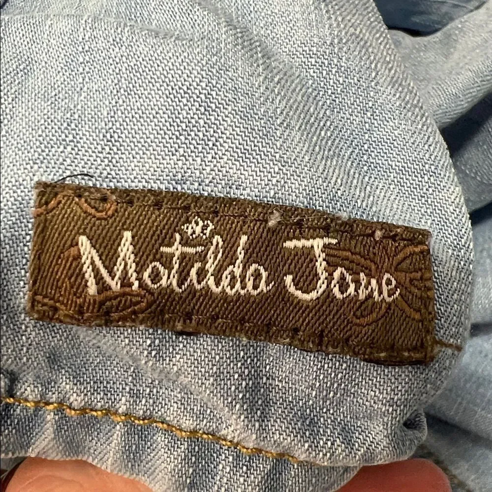 Matilda Jane Blue Chambray denim shirt with ruffle details size 16